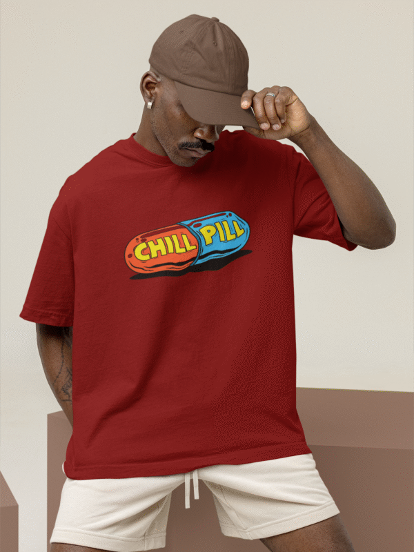 TOP: Chill Capsule Drip- maroon tee