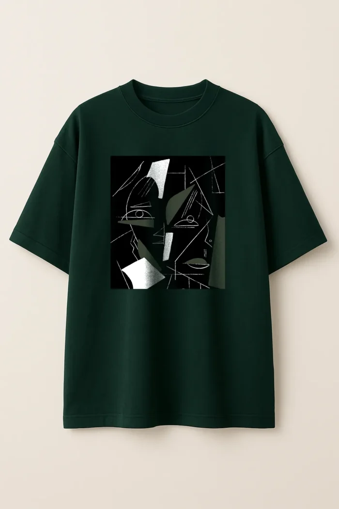 ABSTRACT – Oversized Tee in Bottle Green - Image 1