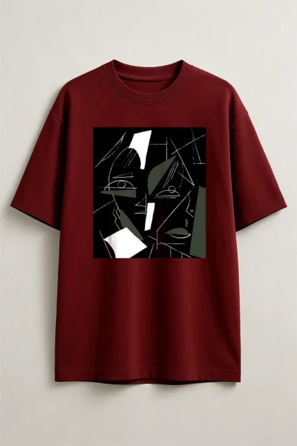 ABSTRACT – Oversized Tee in Maroon