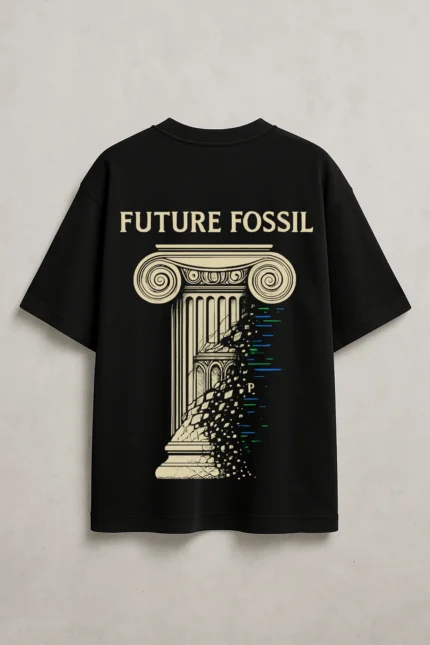 The Future Fossil Oversized Black Tee